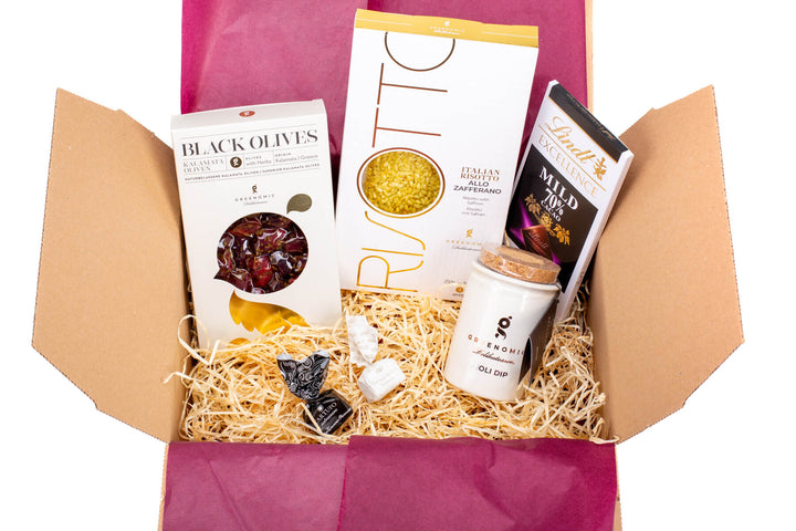 Delikatessen-Geschenkbox mit edlem Risotto, Oliven, Schokolade - ooobox