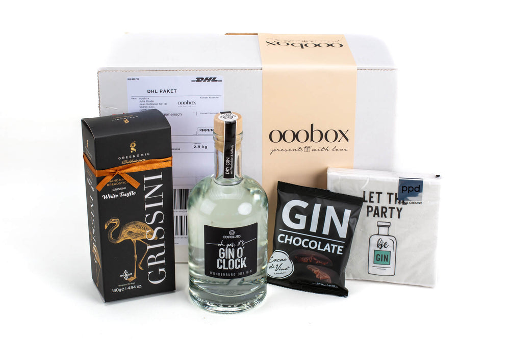 Geschenkbox "Gin& More" mit Gin, Snacks & Deko - ooobox