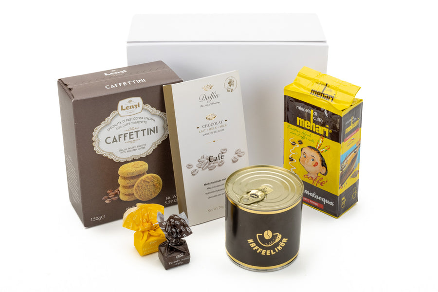 Geschenkbox Kaffeepause mit italienischem Kaffee, Gebäck und Schokolade - ooobox