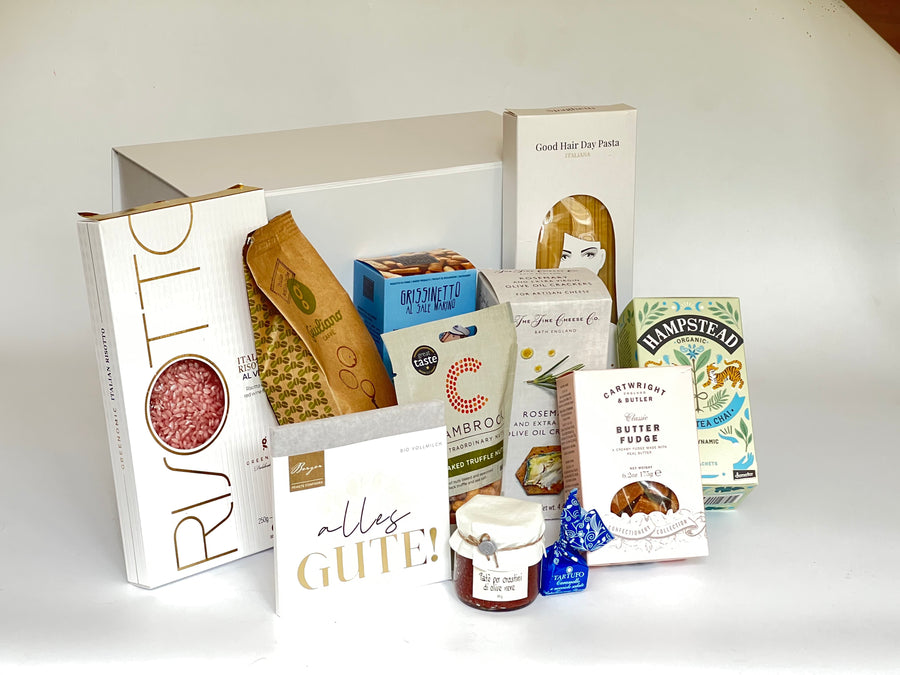 Geschenkbox "WeihnachtsgrĂŒĂe Premium" mit edlen Delikatessen, Kaffee und Tee - ooobox