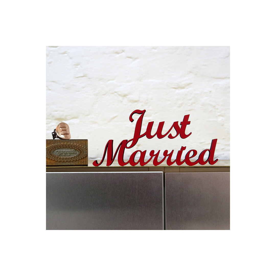 Holz-Schriftzug "just married" zur Hochzeit - ooobox