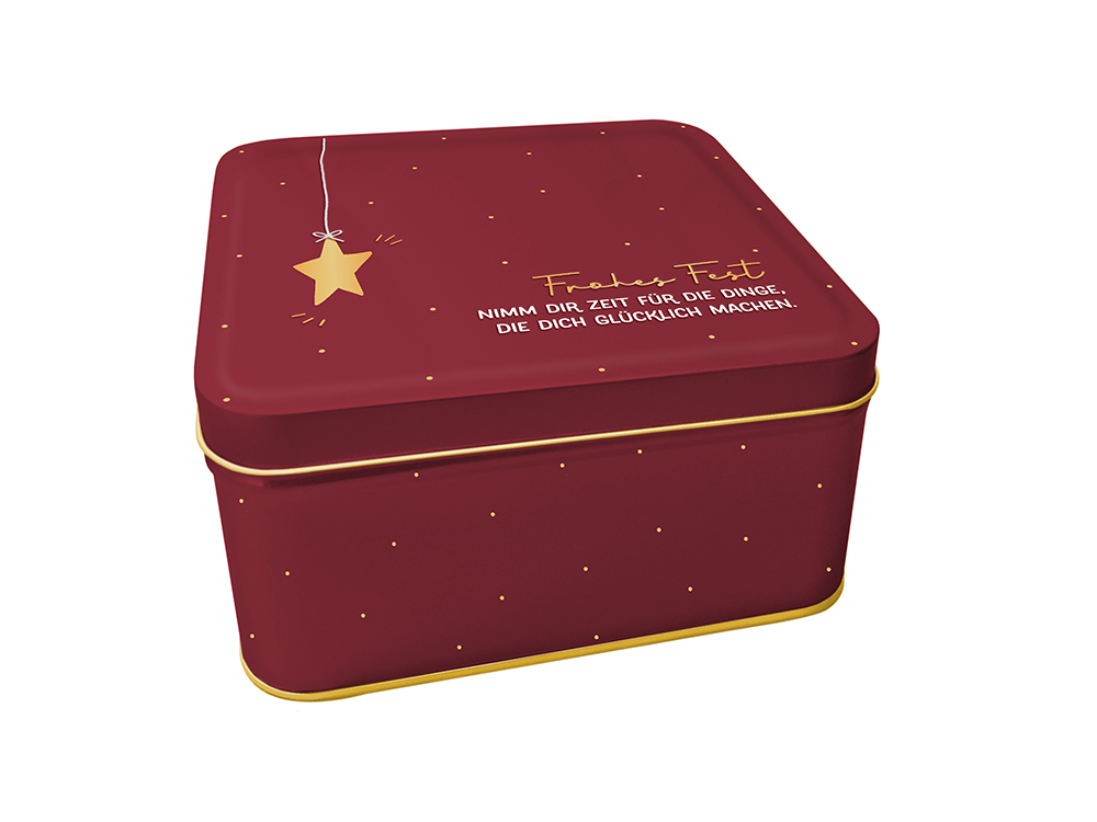 Keksdose "Frohes Fest" nimm dir Zeit für die Dinge, die dich glücklich machen