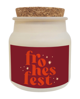 Kerze "Frohe Weihnachten" im Korkenglas
