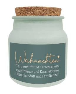Kerze "Frohe Weihnachten" im Korkenglas