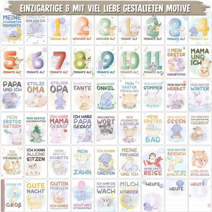 Meilensteinkarten für Mädchen und Jungen zur Geburt