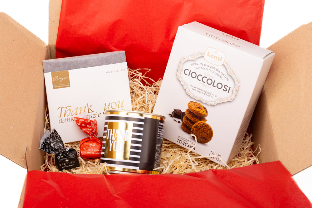 Geschenkbox Danke für Deinen Einsatz mit Kuchen, Schokolade, Keksen und Trüffeln - ooobox