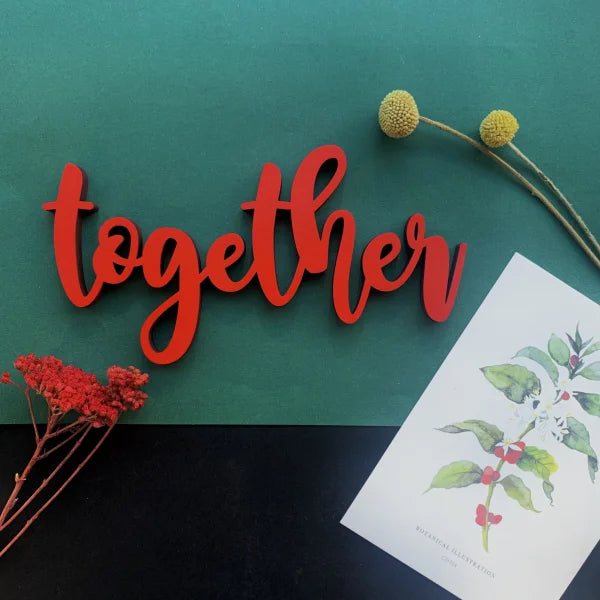 Holz-Schriftzug "Together" (zusammen) zur Hochzeit, Verlobung, Trauung - ooobox