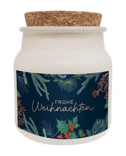 Kerze "Frohe Weihnachten" im Korkenglas - ooobox