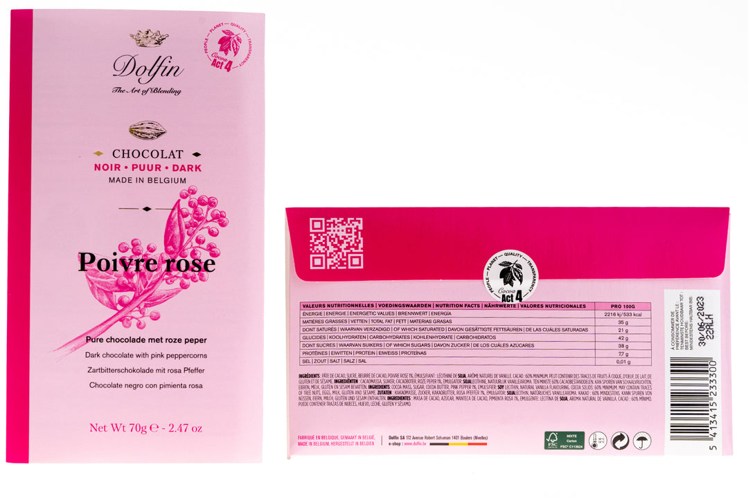 schokolade mit  rosa pfeffer von dolfin
