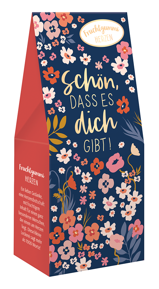 Fruchtgummi Herzen  / Bonbon Schön, dass es dich gibt - ooobox