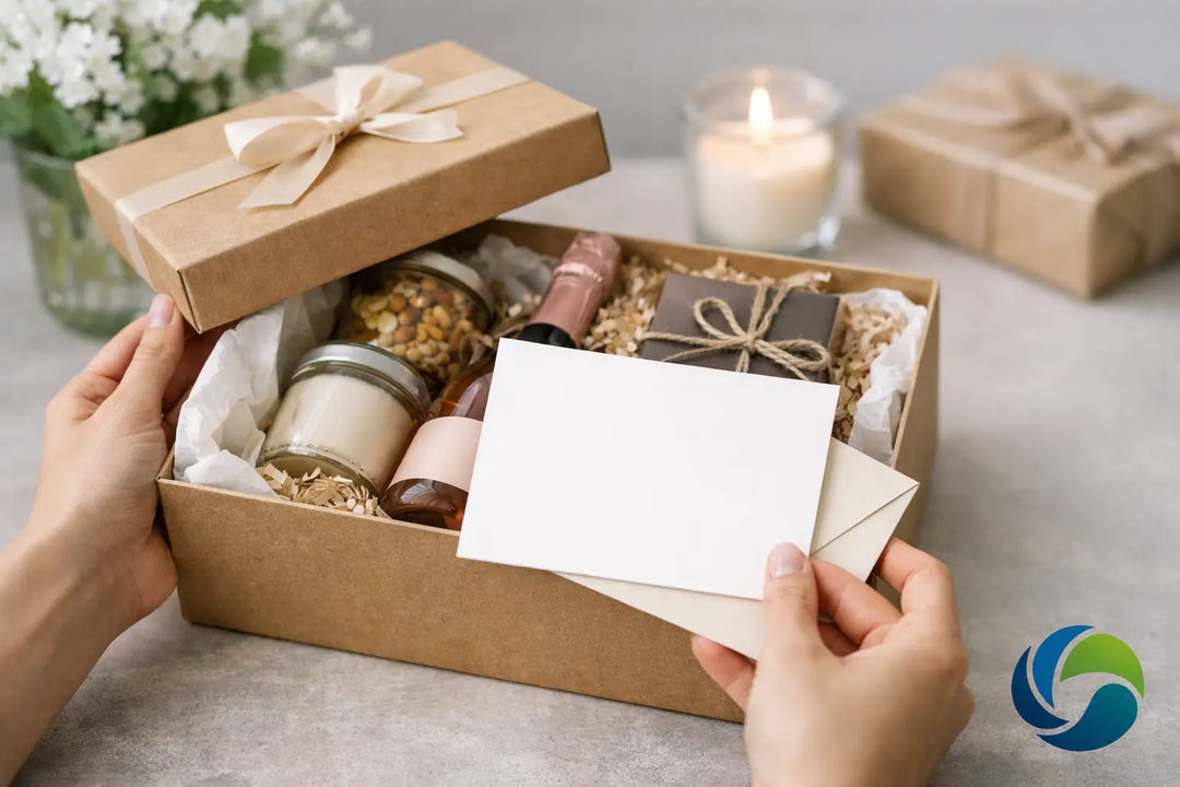 Geschenkbox mit persönlicher Grußkarte wählen