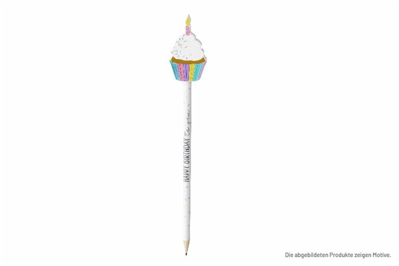 Lustiger Bleistift mit Aufschrift "Happy Birthday" und Radiergummi