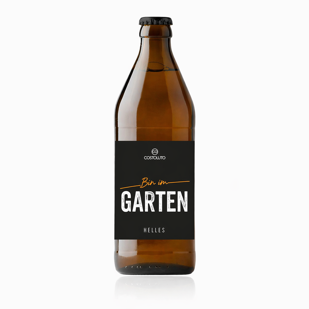 Bier "Bin im Garten" für Deine Familie, Kollegen und Freunde