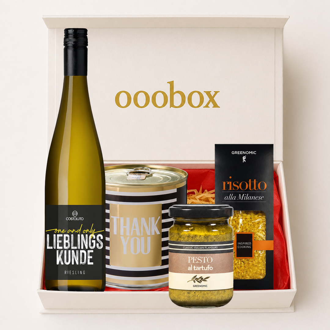 Geschenkbox „Lieblingskunde” – stilvolle Feinkost und Wein als Dankeschön für Deinen Lieblingskunden