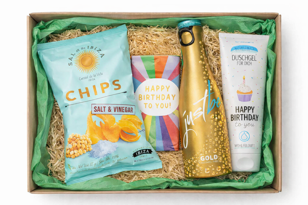Geschenkbox „Happy birthday and all the best“