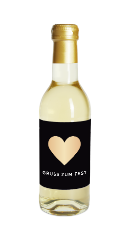 Kleine Flasche weißer Glühwein "Gruß zum Fest"