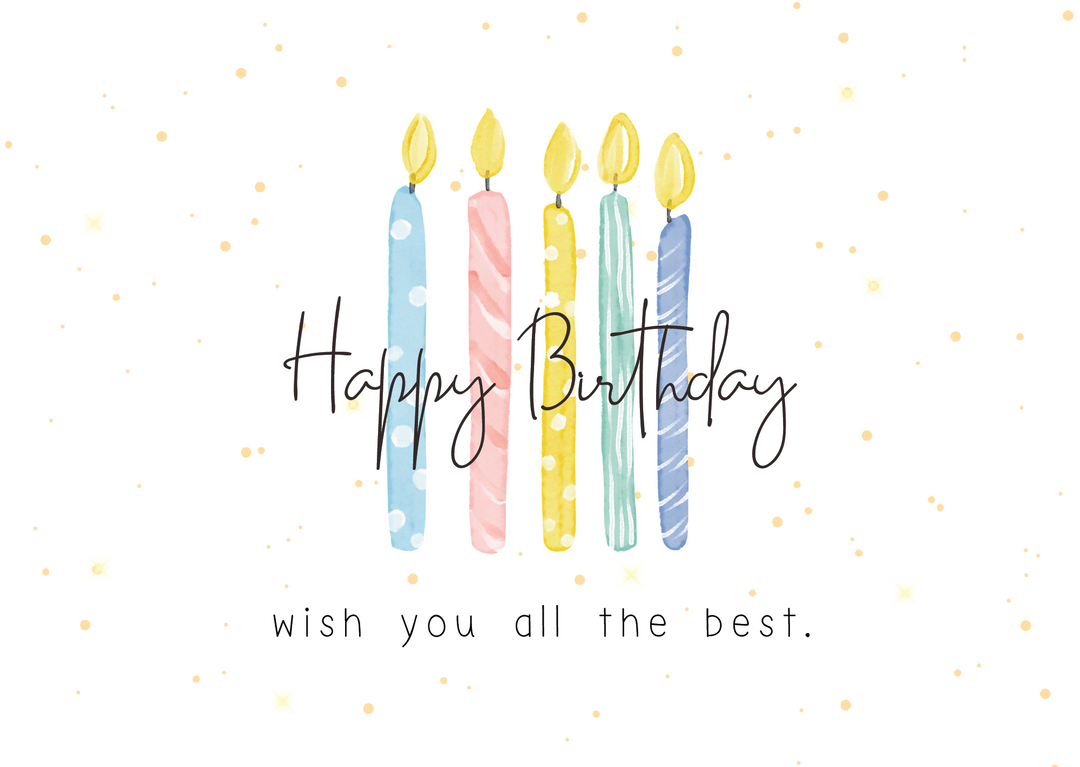 Grußkarte Happy Birthday wish you all the best (Kerze)