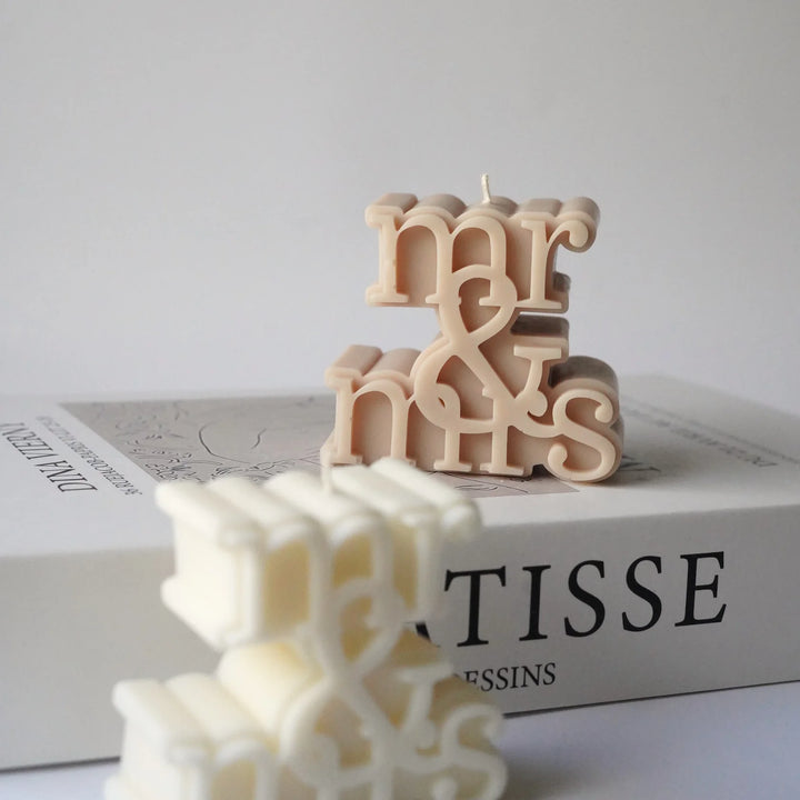 Handgemachte Hochzeitskerze Mr. & Mrs.
