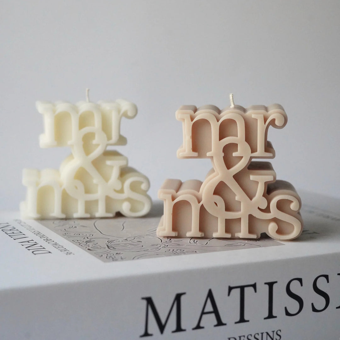 Handgemachte Hochzeitskerze Mr. & Mrs.