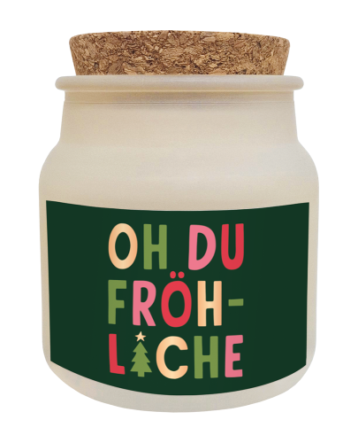 Kerze "Oh du Fröhliche" im Korkenglas
