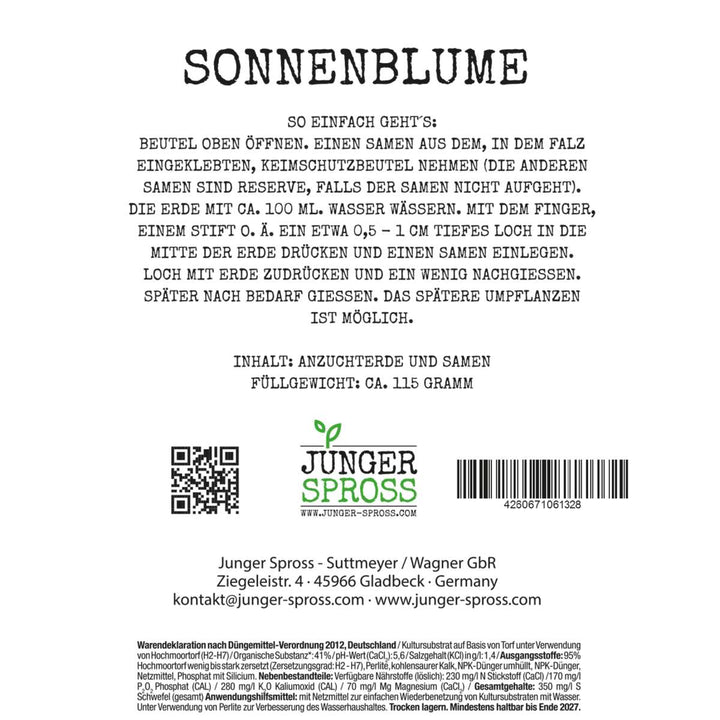 Botschaftsbeutel "Just married" zur Hochzeit mit toller Sonneblume