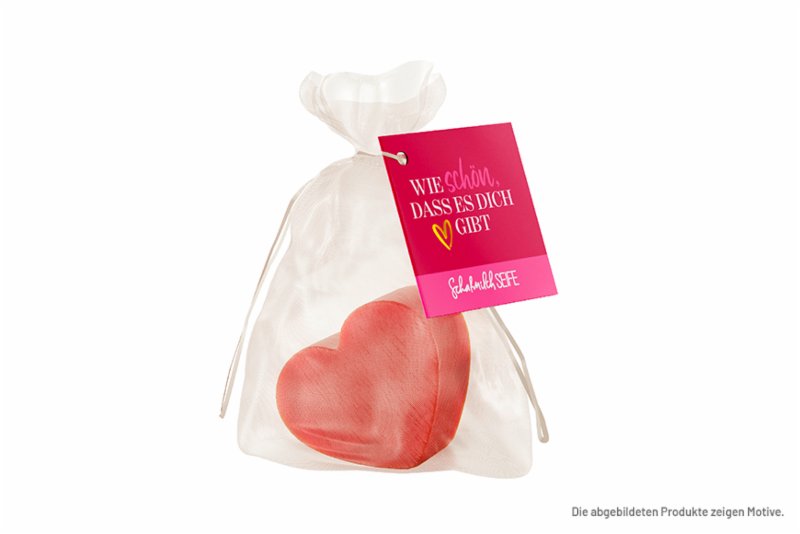 Seife in Herzform "wie schön, dass es dich gibt" - kleines Geschenk für Geburtstage, Valentin, Hochzeiten