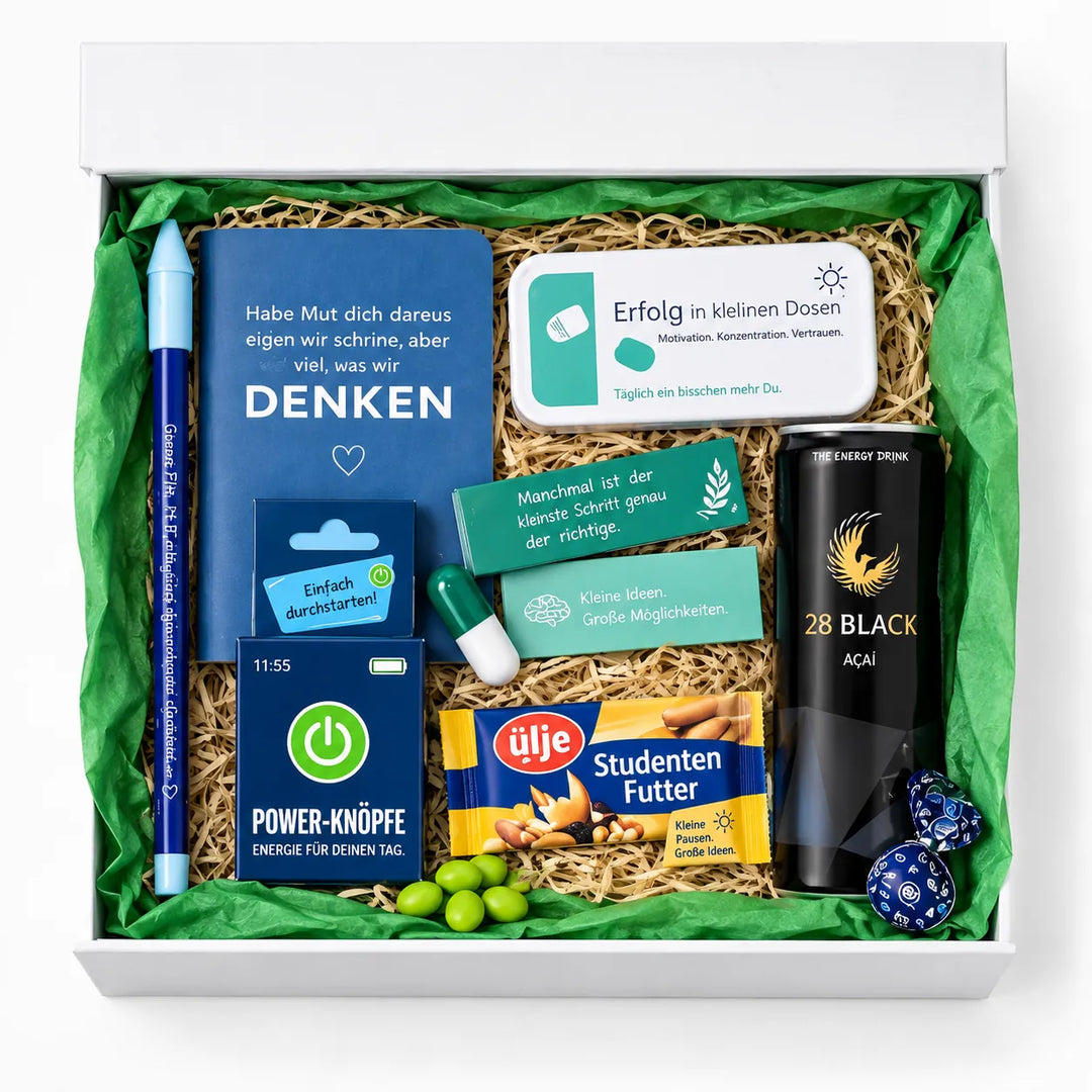 Geschenkbox "Motivation" mit liebevollen Kleinigkeiten zur Steigerung der Motivation