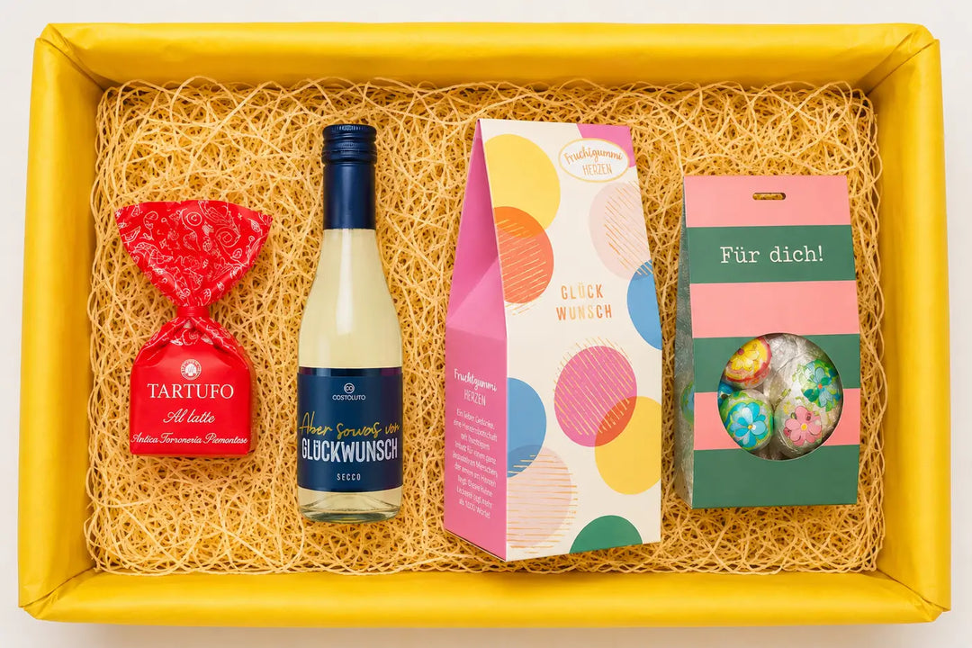 Geburtstagsgeschenkbox Happy Birthday – Alles Gute für Dich! Mit Sekt, Bonbons & Schokolade