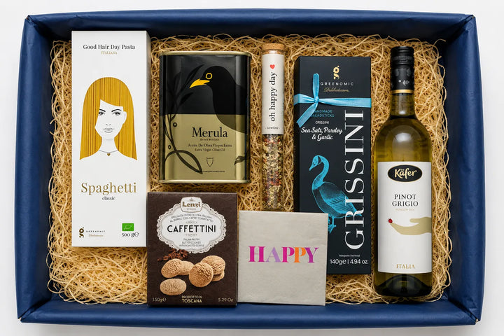 Geschenkbox 'Laßt uns das Leben feiern' mit köstlichen Delikatessen