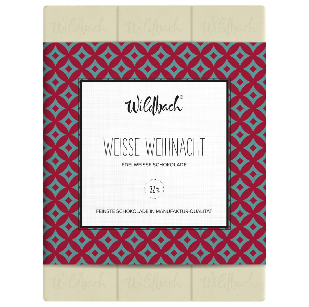 Schokolade "Weiße Weihnachten" köstliche weiße Weihnachtsschokolade im vintage Design