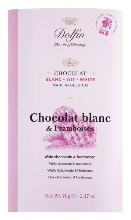 schokolade weiße schokolade mit himbeeren vom belgischen chocolatier dolfin